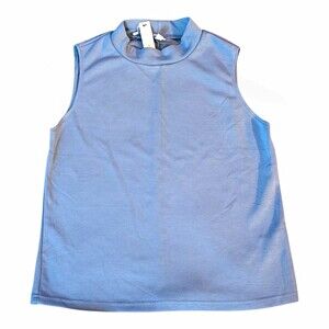 CASLY LAMIIT Women's Blue Solid Mock Neck Sleeveless Knit Tank Top Blouse L